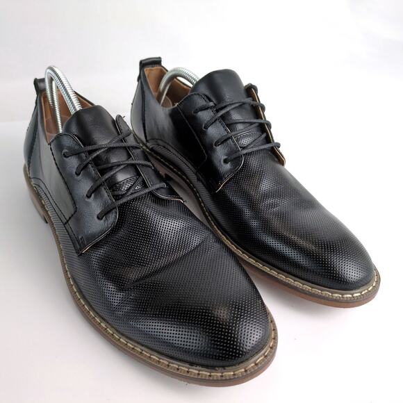 Steve Madden Nytro Men's 9.5 Black Derby Dress Shoes Textured Dots PU Leather - Picture 1 of 10